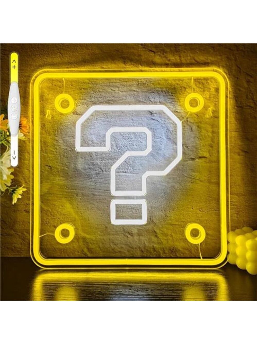 Super Mario Bros LED Question Block Neon Sign Light Game Room Nintendo NES New
